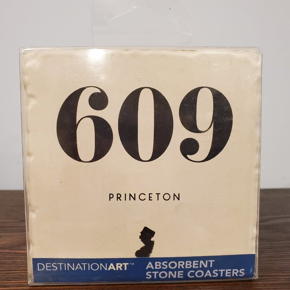 New Art Absorbent Stone Coasters Princeton NJ New Jersey 609 Area Code Set of 4
